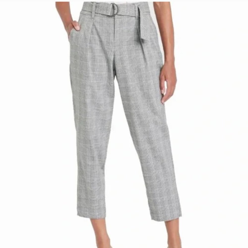 Women's High-Rise Tapered D-Ring Belted Ankle Pants